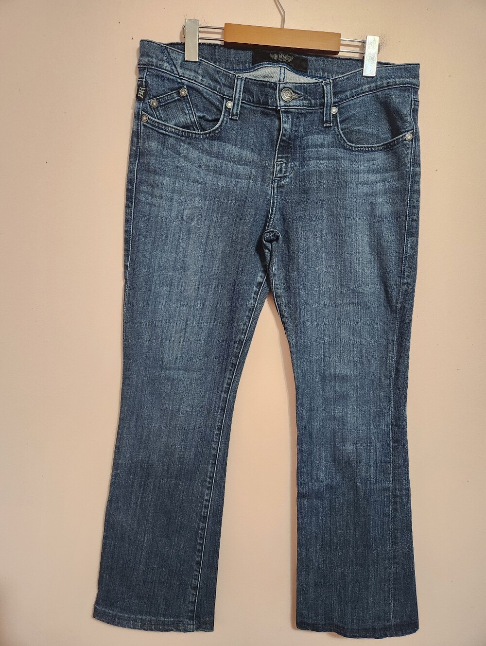 Vintage Y2K Rock & Republic Dark Wash Embroidered Bootcut Denim Jeans Size 32